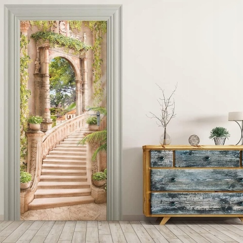 Naklejka na drzwi 3D schody do ogrodu 77x200 cm folia