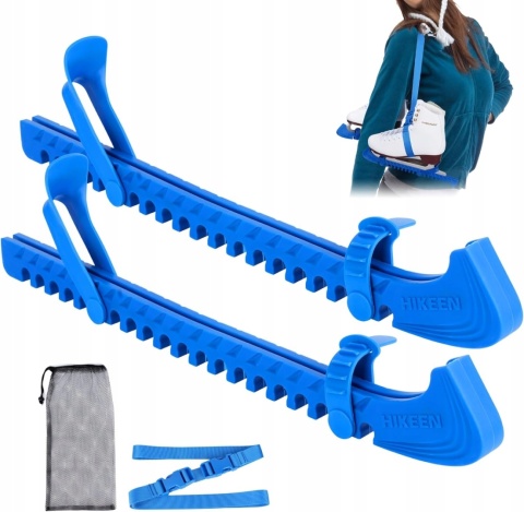 Ochraniacze na Łyżwy Płozy uniwersalne Regulowane Zestaw Niebieski 35cm