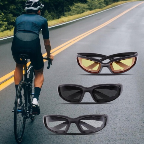 Okulary przeciwsłoneczne sportowe UV400 Pyłoszczelne Zestaw 3 szt