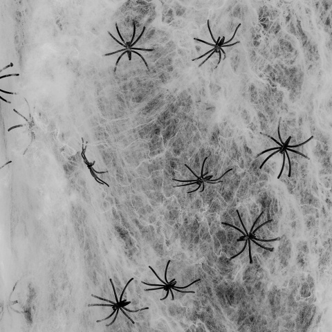 Pajęczyna sieć pająka dekoracja na Halloween 100g + plastikowe pająki 30szt