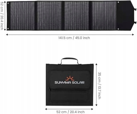 Panel słoneczny turystyczny ładowarka solarna składana 100W 18V 52x142cm