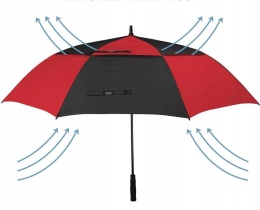 Parasol golfowy wiatroodporny automatycznie otwierany czarno-czerwony 175cm