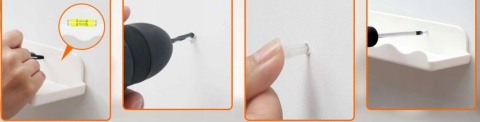 Półki wiszące ścienne do pokoju dziecięcego plastikowe białe 38cm 4 sztuki