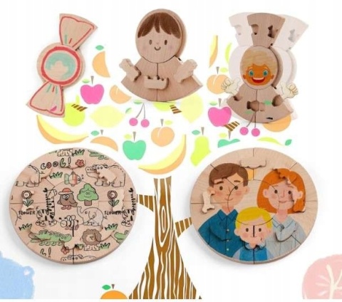Puzzle drewniane układanka dla dzieci DIY do samodzielnego pomalowania 17el