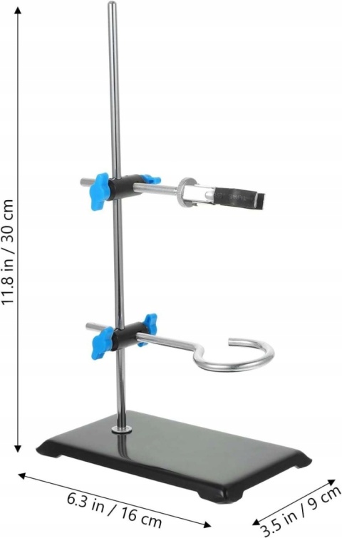Statyw chemiczny stojak labolatoryjny z uchwytami metalowy 30 cm