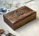 Szkatułka drewniana pudełko na biżuterię 20x12,7x6cm Styl Antyczny Brązowy