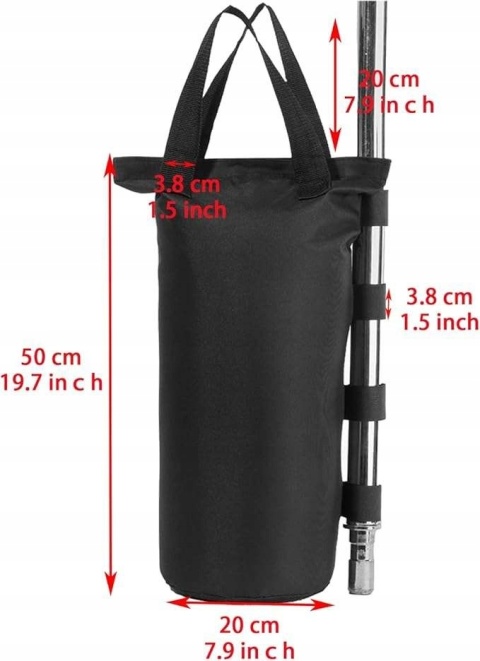 Torby obciążające nogi namiotu 6 okrągłych elementów 19x50cm czarny 22,7kg