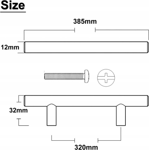 Uchwyt meblowy do szafek szuflad chrom 385mm 10szt