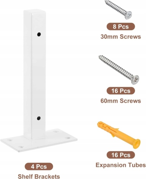 Wsporniki Do Półek Metalowe Białe 150 x 19 x 19 mm Zestaw 4 Sztuk
