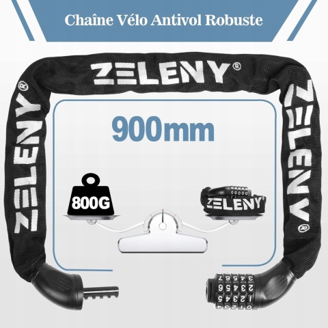 Zapięcie rowerowe motocyklowe zabezpieczenie szyfrowe 5-cyfr łańcuch 90 cm