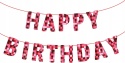 Baner Happy Birthday czerwony dekoracja urodzinowa na imprezę dla dzieci