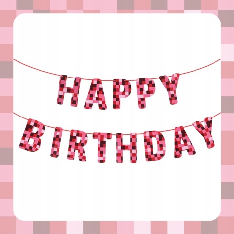 Baner Happy Birthday czerwony dekoracja urodzinowa na imprezę dla dzieci