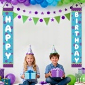 Banery Urodzinowe Na Drzwi Happy Birthday Niebiesko Fioletowe 2 Szt
