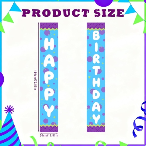 Banery Urodzinowe Na Drzwi Happy Birthday Niebiesko Fioletowe 2 Szt