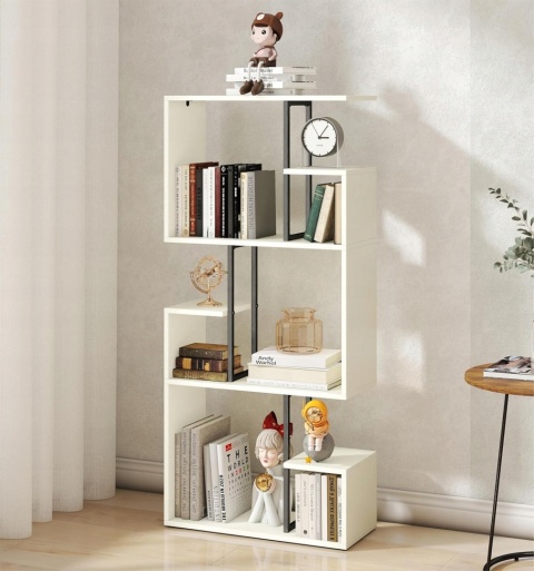 Biblioteczka regał biały 131 cm półka pokojowa z przegrodami