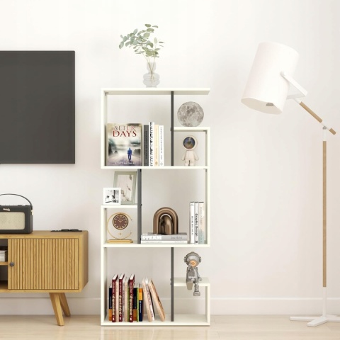 Biblioteczka regał biały 131 cm półka pokojowa z przegrodami
