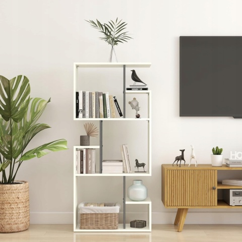 Biblioteczka regał biały 131 cm półka pokojowa z przegrodami