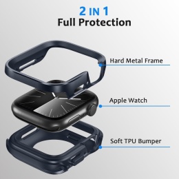 Etui Apple Watch 45 mm niebieskie pancerne aluminium silikon Series 9 8 7