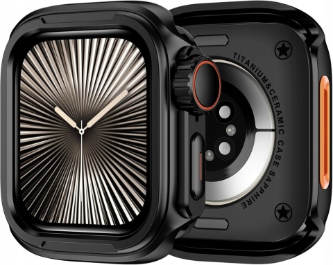 Etui Apple Watch 46 mm Ultra styl pancerne czarne Series 10 obudowa