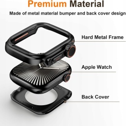 Etui Apple Watch 46 mm Ultra styl pancerne czarne Series 10 obudowa