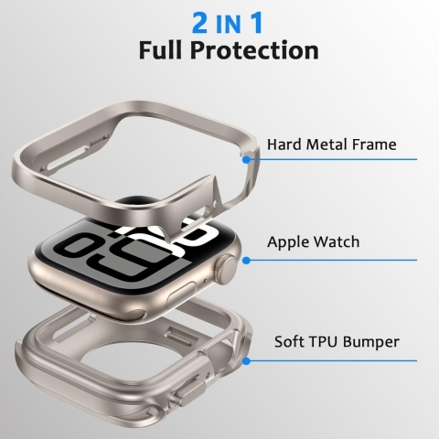 Etui Apple Watch 46 mm tytanowe pancerne aluminium silikon Series 11 10