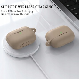 Etui Silikonowe Do AirPods Pro 2 i 1 Z Karabinczykiem Beżowe