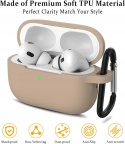 Etui Silikonowe Do AirPods Pro 2 i 1 Z Karabinczykiem Beżowe