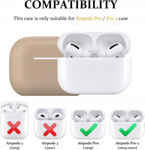 Etui Silikonowe Do AirPods Pro 2 i 1 Z Karabinczykiem Beżowe