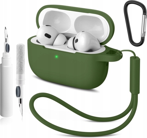 Etui Silikonowe Do AirPods Pro 2 i 1 Zielone Z Karabinczykiem Opis produktu