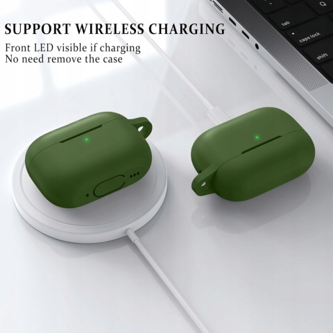 Etui Silikonowe Do AirPods Pro 2 i 1 Zielone Z Karabinczykiem Opis produktu