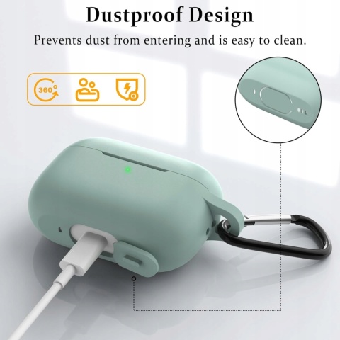 Etui Silikonowe Do AirPods Pro 2 i 1 Zielone Z Karabinczykiem