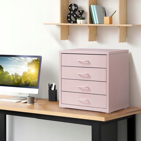 HOLLY HOME METALOWA SZAFKA NA DOKUMENTY Z SZUFLADAMI A4 RÓŻOWA