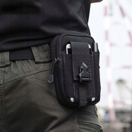 Kieszeń do paska taktyczna z aluminiowym karabińczykiem militarna czarna