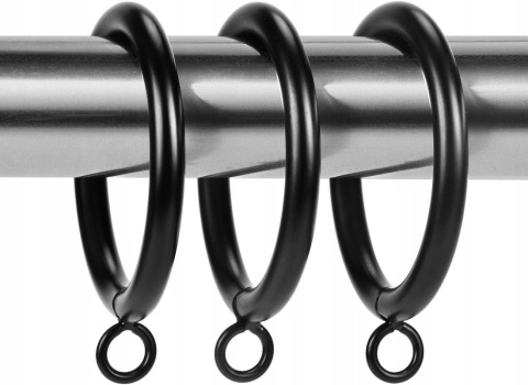 Kółka do zasłon metalowe 44 mm czarne do karnisza 41 szt zestaw