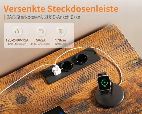 Komoda 6 Szuflad Z Gniazdkiem USB Do Sypialni Salonu 100 cm