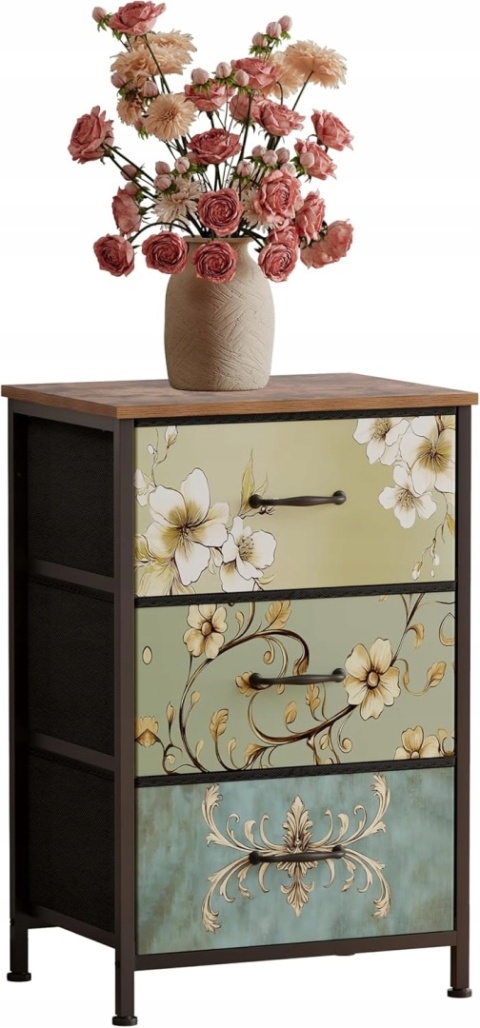 Komoda Materialowa 3 Szuflady Brazowa Organizer Do Sypialni