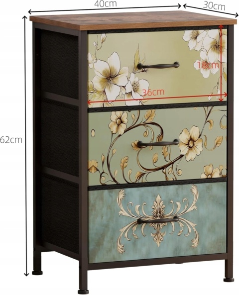 Komoda Materialowa 3 Szuflady Brazowa Organizer Do Sypialni
