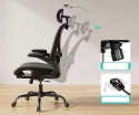 Krzesło biurowe ergonomiczne czarne 3D zagłówek podparcie lędźwi