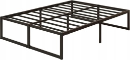 Łóżko Metalowe 150x190 cm Stelaż Stalowy Czarny Bez Sprężyn