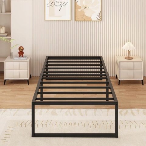 Łóżko Metalowe 80x190 cm Stelaż Stalowy Do Materaca Czarne
