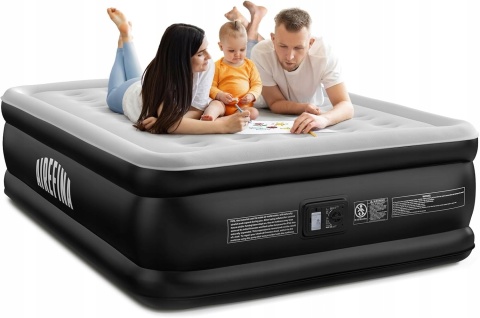 Materac dmuchany dwuosobowy 203x152 cm z pompką elektryczną
