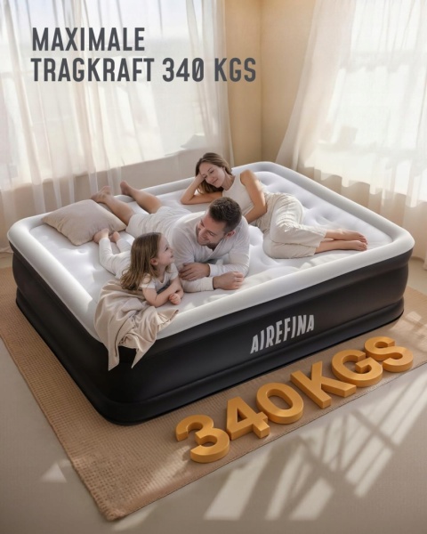Materac dmuchany dwuosobowy 203x152 cm z pompką elektryczną