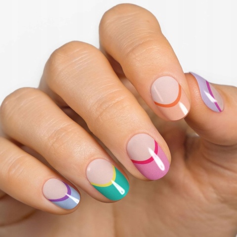 Naklejki żelowe UV do paznokci French Rainbow 20 szt