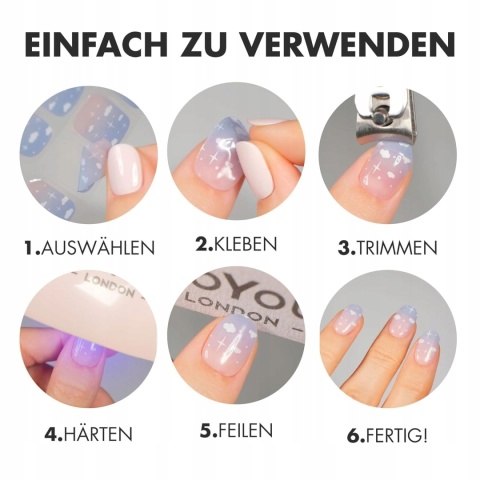 Naklejki żelowe UV do paznokci French Rainbow 20 szt