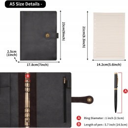 Notes A5 skórzany organizer z wkładami i segregatorem czarny
