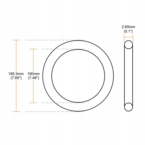 Oring uszczelka gumowa NBR 190 x 2 65 mm pierścień uszczelniający 10 szt