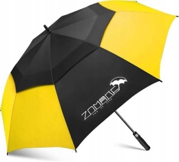 Parasol golfowy automatyczny wentylowany duży czarno-żółty 136cm