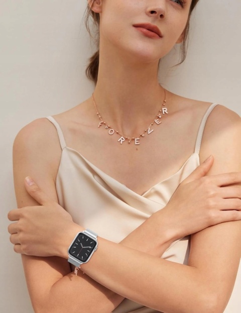 Pasek do Apple Watch stal nierdzewna magnetyczny 38 40 41 mm srebrny