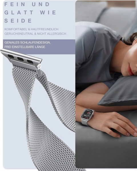 Pasek do Apple Watch stal nierdzewna magnetyczny 38 40 41 mm srebrny