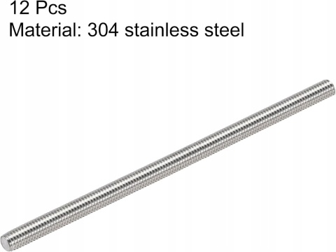 Pręt gwintowany M3 100 mm stal nierdzewna 304 gwint pełny 15 szt